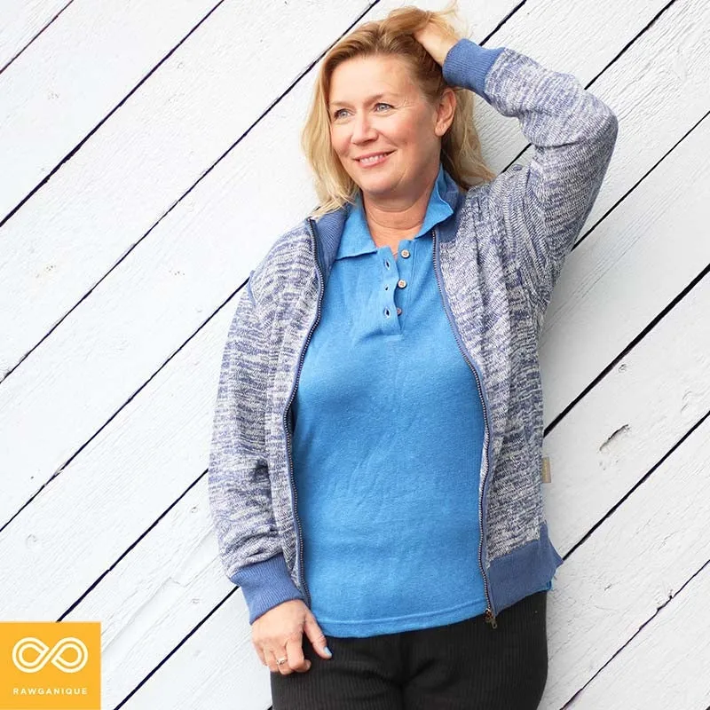 UNION SQUARE Zippered 100% Organic Hemp Knit Cardigan Sweater (Unisex)