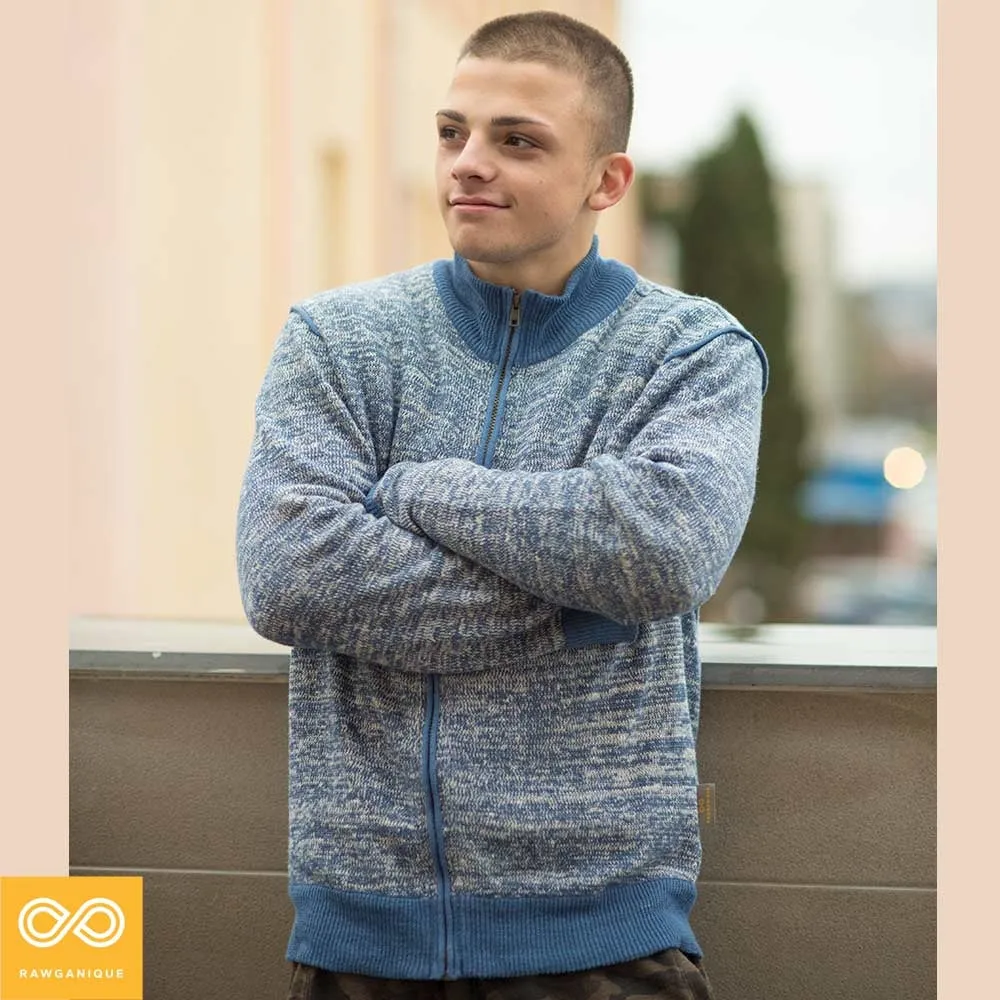 UNION SQUARE Zippered 100% Organic Hemp Knit Cardigan Sweater (Unisex)