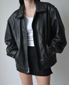Vintage Classic Black Leather Jacket
