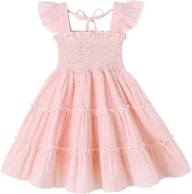 YOUNGER TREE Toddler Girl Dress Baby Girls Summer Clothes Ruffle Sleeve Floral Smock Beach Boho Dresses Sundress